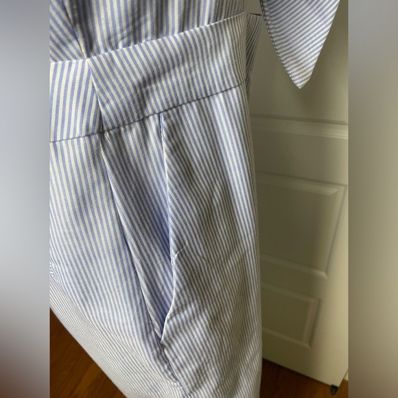 English Factory Cut-Out Bow Front Powder Blue Striped Jumpsuit - Picture 7 of 11